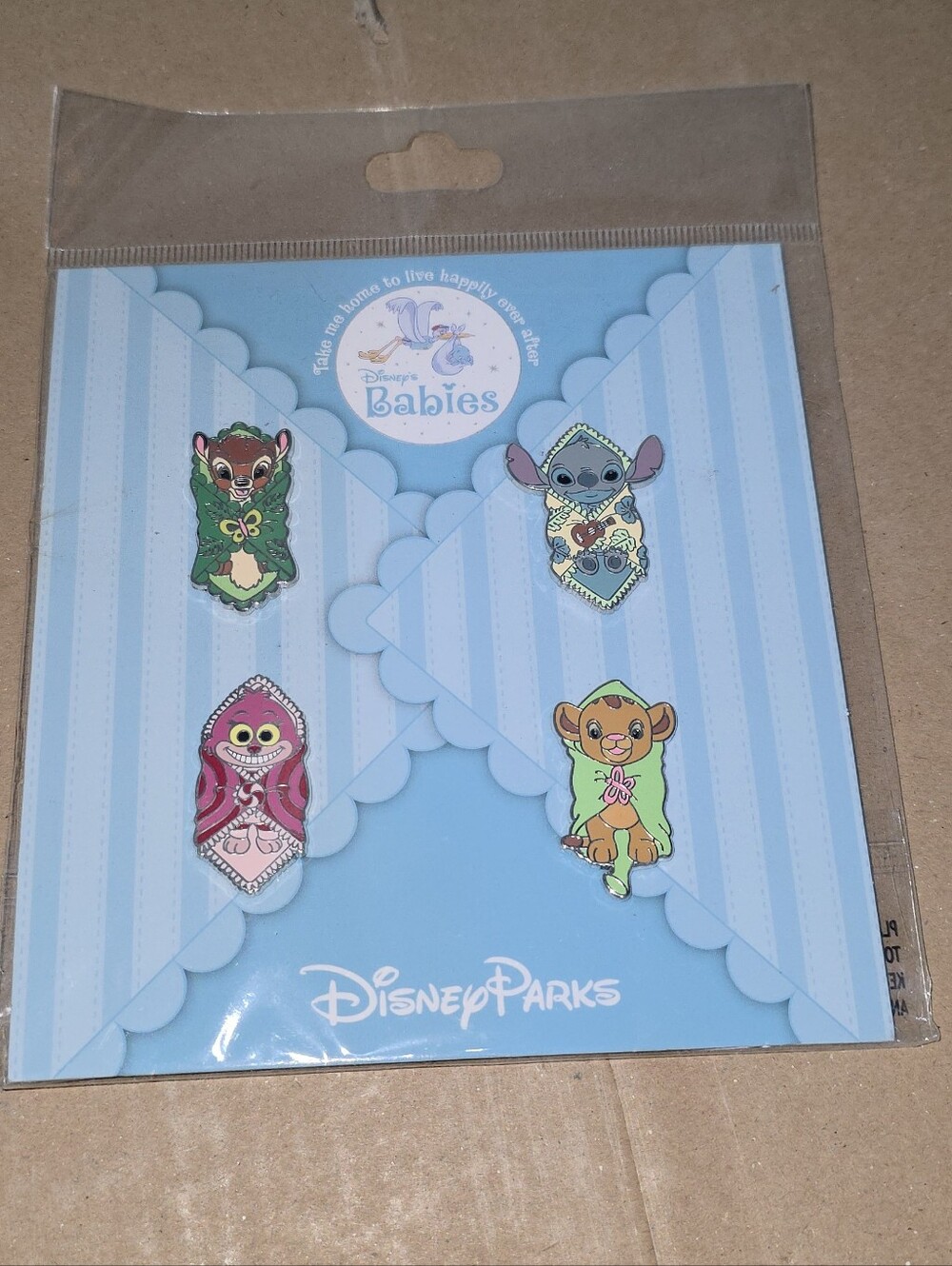Disney Parks Babies 4 Pin Set - Bambi, Stitch, Simba, Cheshire Cat